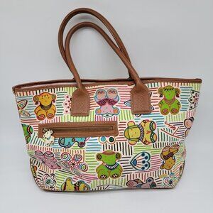 Tous Handbag Teddy Bear Print Large Tote Colorful Flaws READ